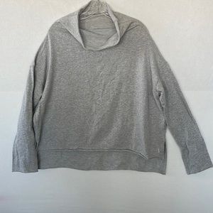 NWOT. NIKE Yoga Brushed Fleece Pullover Funnel, Cowl Neck top, Gray. Size Small